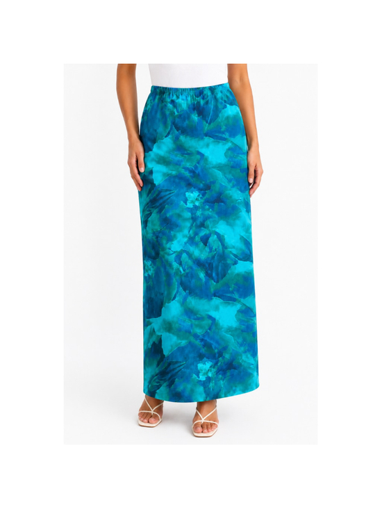 Unbranded Dresses & Skirts - Women’s Green & Blue Floral Long Straight Skirt – Size M – NWOT